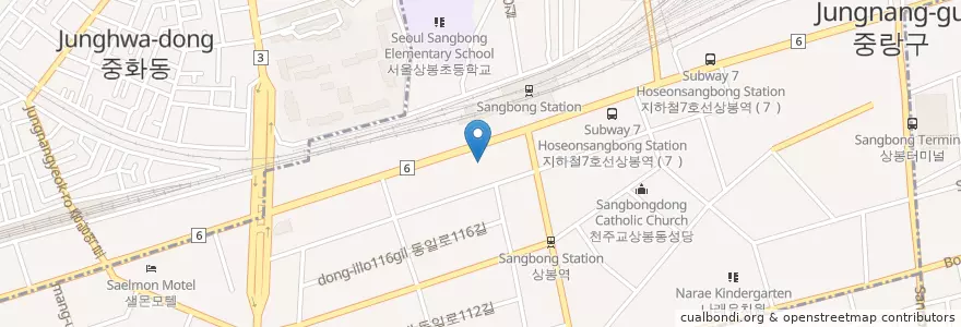 Mapa de ubicacion de 동서울농협 en 대한민국, 서울, 중랑구, 상봉2동.