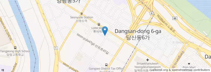 Mapa de ubicacion de 영등포농협 en كوريا الجنوبية, سول, 영등포구, 양평동, 당산2동.