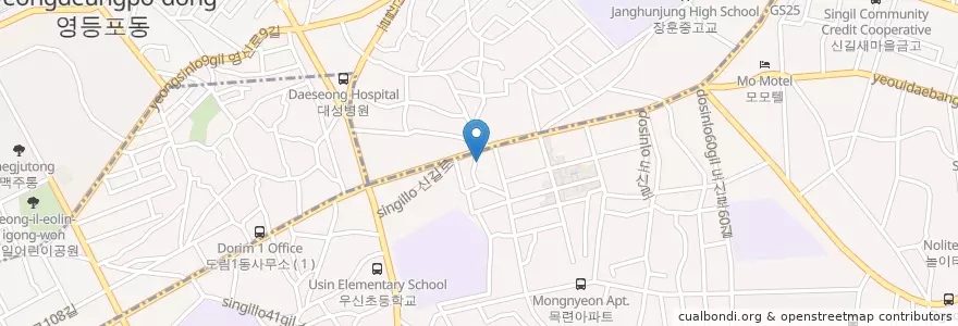 Mapa de ubicacion de 영등포농협 en كوريا الجنوبية, سول, 영등포구, 신길4동.