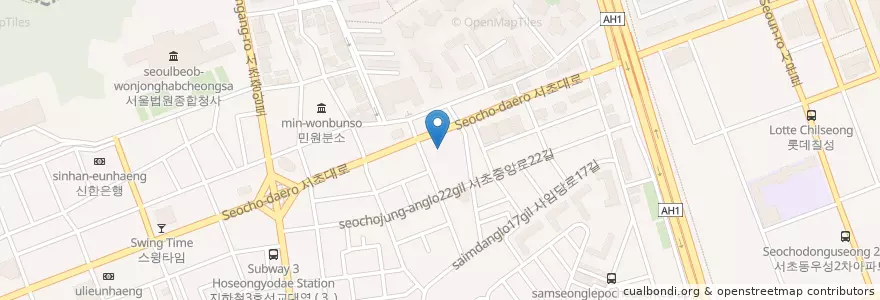 Mapa de ubicacion de 남서울농협 en Республика Корея, Сеул, 서초구, 서초1동, 서초동.