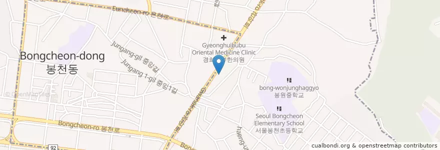 Mapa de ubicacion de 한국양봉농협 en 대한민국, 서울, 관악구, 행운동.