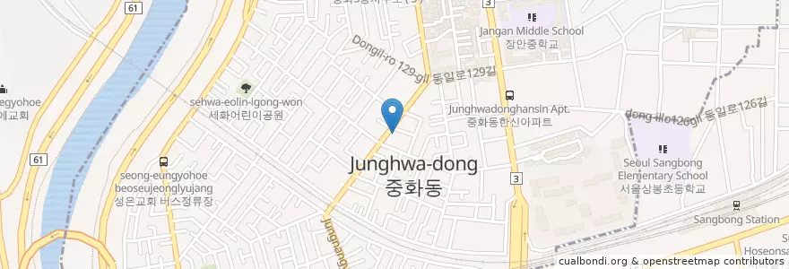 Mapa de ubicacion de 서울경기양돈농협 en 대한민국, 서울, 중랑구, 중화2동.