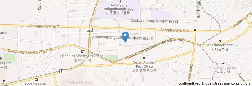 Mapa de ubicacion de 갈산농협 en 대한민국, 서울, 동작구.
