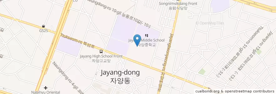Mapa de ubicacion de 중앙농협 en Korea Selatan, 서울, 광진구, 자양3동.