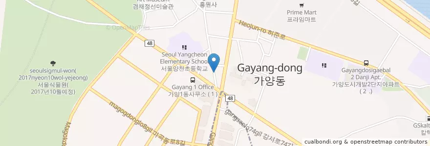 Mapa de ubicacion de 강서농협 en Coreia Do Sul, Seul, 강서구, 가양1동.