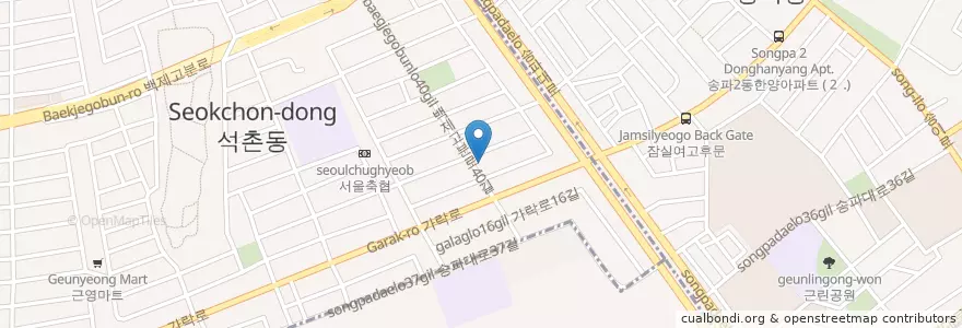 Mapa de ubicacion de 서울농협 en 대한민국, 서울, 송파구, 석촌동.