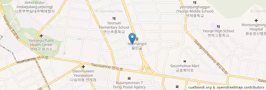 Mapa de ubicacion de 동래농협 en کره جنوبی, بوسان, 연제구, 연산동.