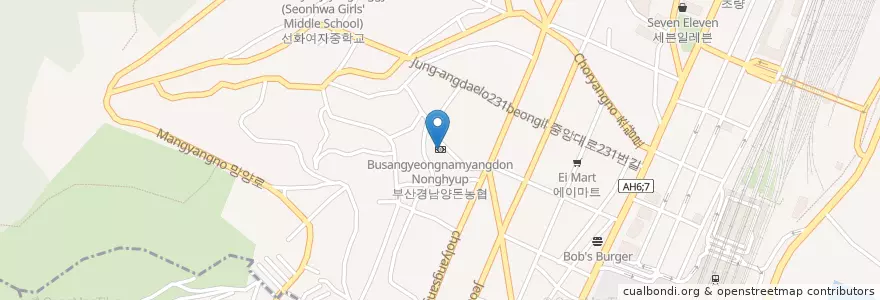 Mapa de ubicacion de 부산경남양돈농협 en Zuid-Korea, Busan, 동구, 초량동.