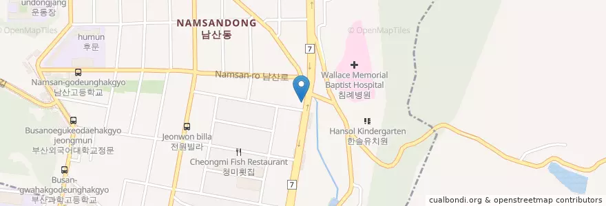 Mapa de ubicacion de 부산경남양돈농협 en Республика Корея, Пусан, 금정구, 남산동.
