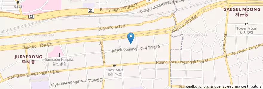 Mapa de ubicacion de 부산경남양돈농협 en Coreia Do Sul, Busan, 부산진구, 주례동, 개금동.