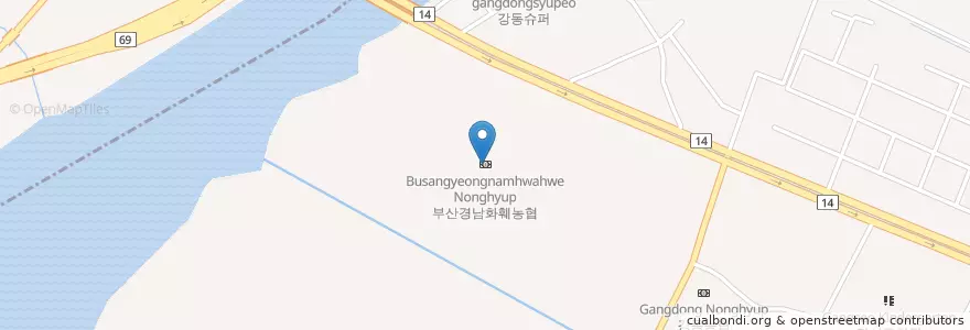 Mapa de ubicacion de 부경남화훼농협 en كوريا الجنوبية, بسان, 강서구, 강동동.
