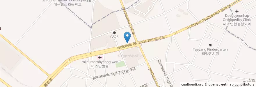 Mapa de ubicacion de 월배농협 en Corée Du Sud, Daegu, 달서구, 진천동.