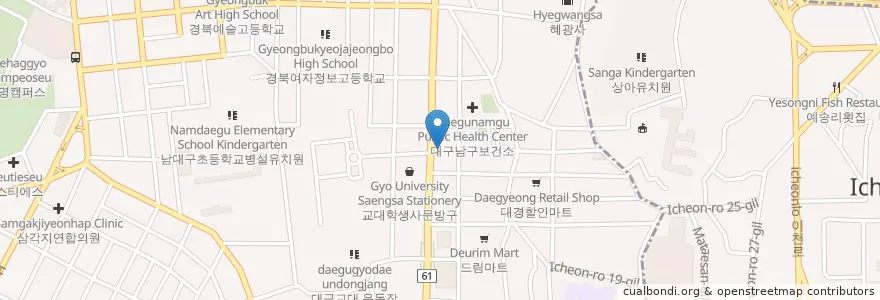 Mapa de ubicacion de 동대구농협 en Corée Du Sud, Daegu, 남구, 대명동.