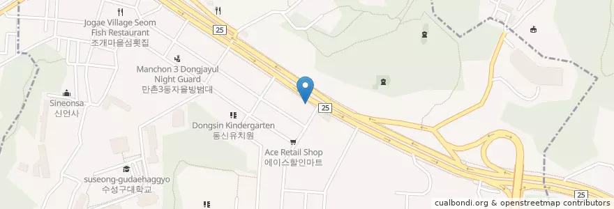 Mapa de ubicacion de 동대구농협 만촌지점 en 대한민국, 대구, 수성구, 만촌동.