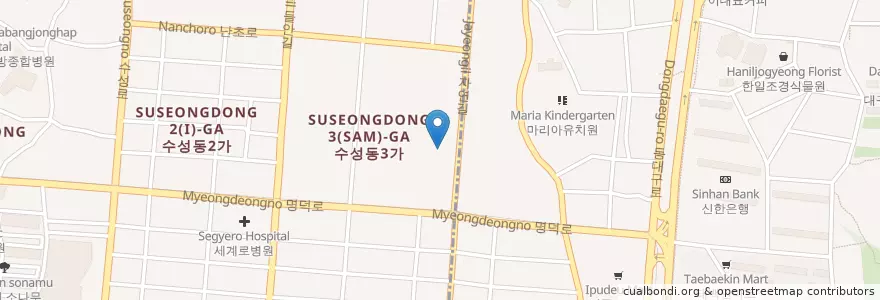 Mapa de ubicacion de 동대구농협 en Südkorea, Daegu, Suseong-Gu.