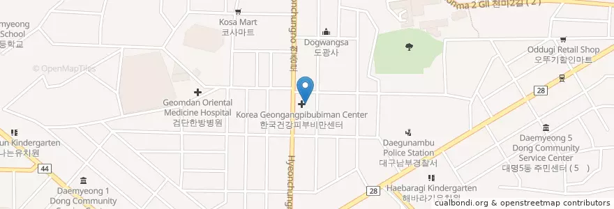 Mapa de ubicacion de Korea Yanggye Nonghyup en South Korea, Daegu, Nam-Gu, Daemyeong-Dong.
