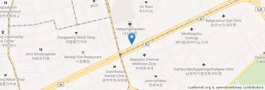 Mapa de ubicacion de 대구경북양돈농협 en Coreia Do Sul, Daegu, 서구, 달서구.