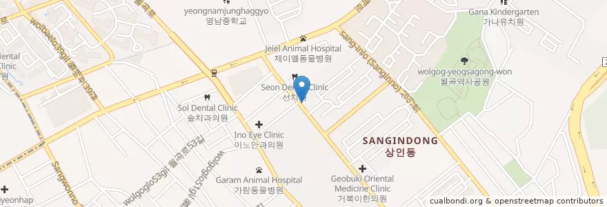 Mapa de ubicacion de Daegugyeongbukyangdon Nonghyup en South Korea, Daegu, Dalseo-Gu, Sangin-Dong.