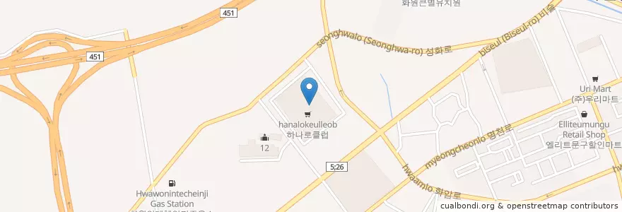 Mapa de ubicacion de 달성농협 en Corée Du Sud, Daegu, 달성군, 화원읍.