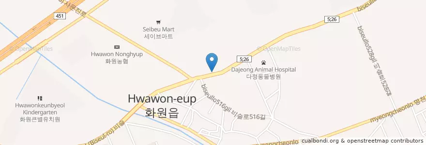 Mapa de ubicacion de 화원농협 en Korea Selatan, Daegu, 달성군, 화원읍.