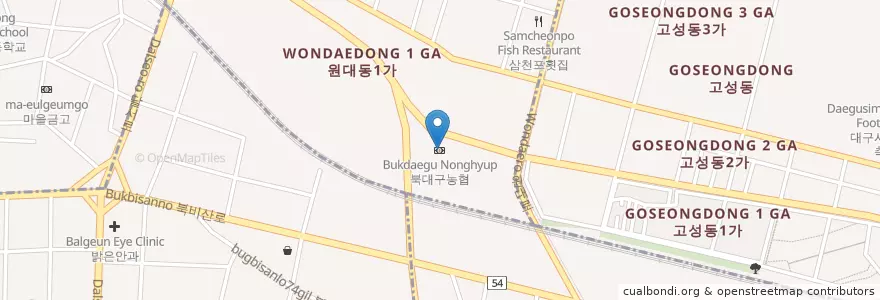 Mapa de ubicacion de 북대구농협 en 大韓民国, 大邱, 西区, 원대동.