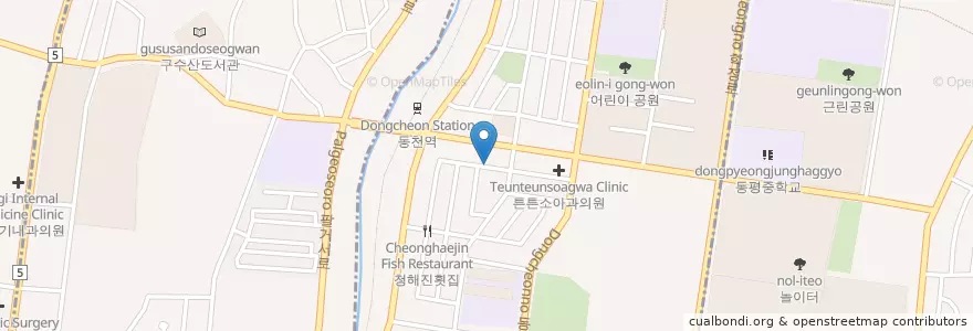 Mapa de ubicacion de 안동남부농협 en 대한민국, 대구, 북구, 동천동.