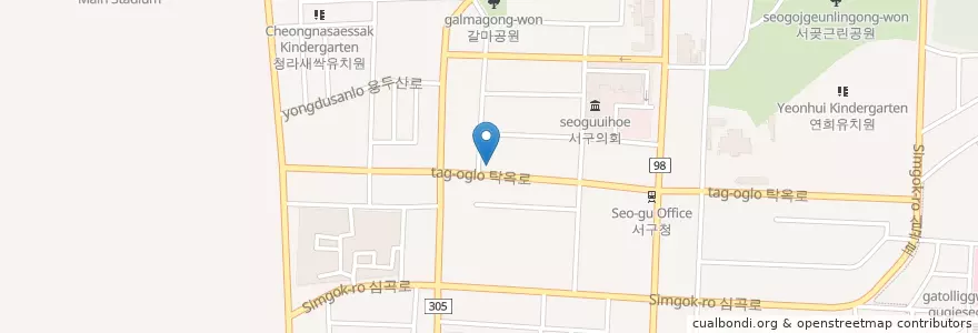 Mapa de ubicacion de 한국화훼농협 en 대한민국, 인천, 서구, 연희동.