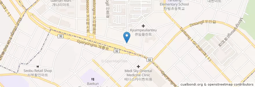Mapa de ubicacion de 서부농협 en 대한민국, 대전, 서구, 탄방동.