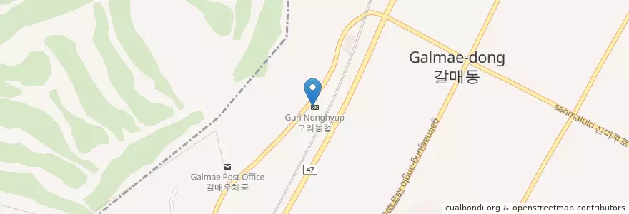Mapa de ubicacion de 구리농협 en 大韓民国, 京畿道, 九里市.