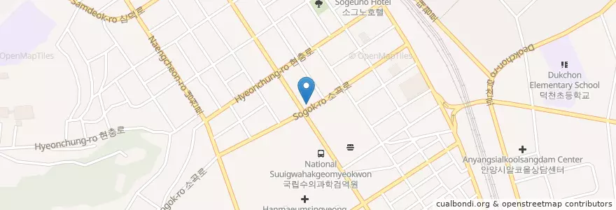 Mapa de ubicacion de 안양농협 en 대한민국, 경기도, 안양시, 만안구.