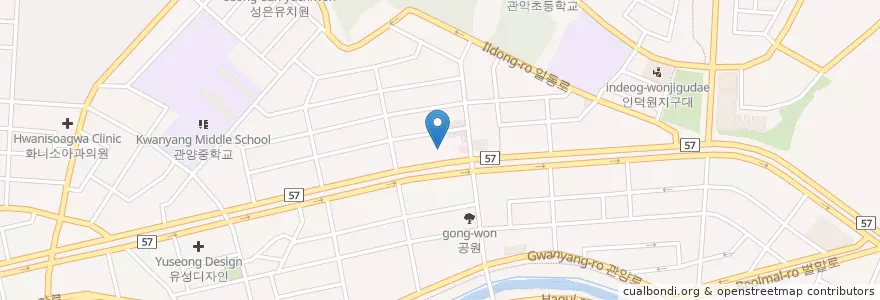 Mapa de ubicacion de 안양농협 en Corea Del Sud, Gyeonggi, 안양시, 동안구, 관양동.