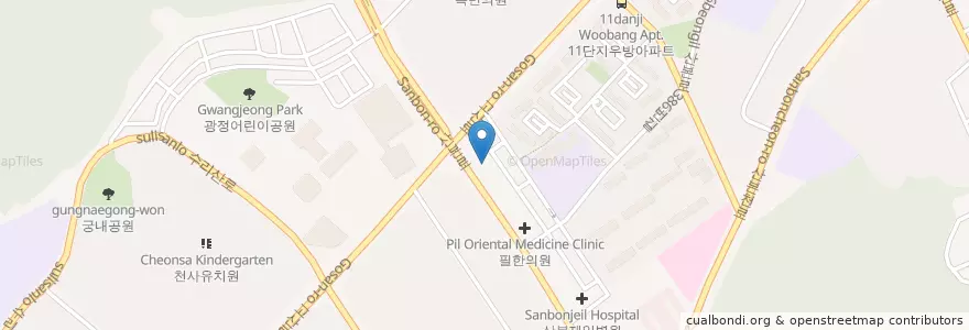 Mapa de ubicacion de 군포농협 en 대한민국, 경기도, 군포시, 산본2동, 광정동.