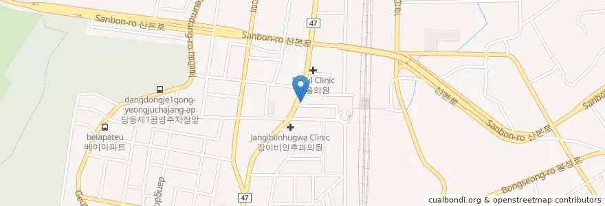 Mapa de ubicacion de 당동농협 en 大韓民国, 京畿道, 軍浦市, 당동, 군포1동.