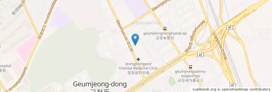 Mapa de ubicacion de 군포농협 en 대한민국, 경기도, 군포시, 금정동.
