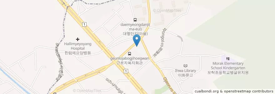 Mapa de ubicacion de 의왕농협 en 大韓民国, 京畿道, 義王市, 오전동.