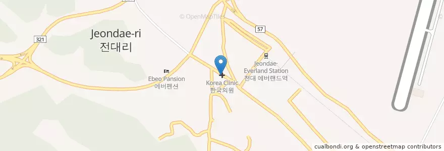 Mapa de ubicacion de 포곡농협 en 대한민국, 경기도, 용인시, 처인구.