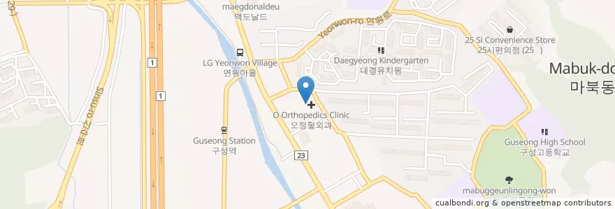 Mapa de ubicacion de 구성농협 en 대한민국, 경기도, 용인시, 기흥구.