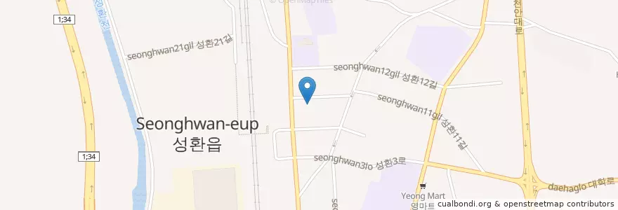 Mapa de ubicacion de 천안공주낙농농협 en 대한민국, 충청남도, 천안시, 서북구, 성환읍.