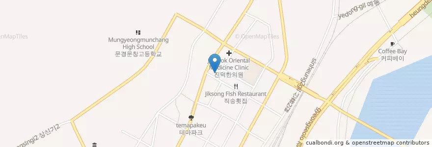Mapa de ubicacion de 점촌농협 en Güney Kore, 경상북도, 문경시.