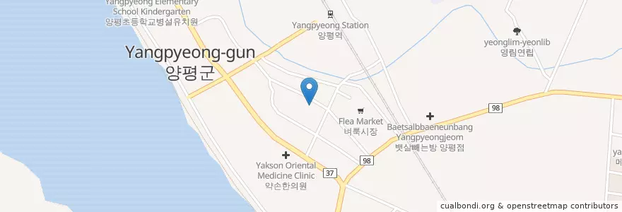 Mapa de ubicacion de 양평농협 en Korea Selatan, Gyeonggi, 양평군.