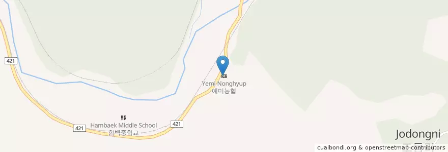Mapa de ubicacion de 예미농협 en Güney Kore, 강원도, 정선군.