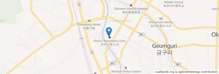Mapa de ubicacion de 옥천농협 en Korea Selatan, 충청북도, 옥천군.