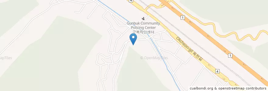 Mapa de ubicacion de 옥천농협 en 대한민국, 충청북도, 옥천군.