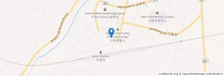 Mapa de ubicacion de Iwon Nonghyup en South Korea, Chungcheongbuk-Do, Okcheon-Gun.