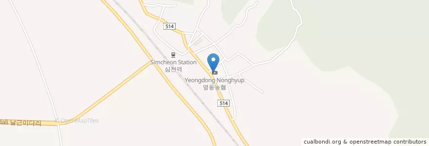Mapa de ubicacion de 영동농협 en 대한민국, 충청북도, 영동군.