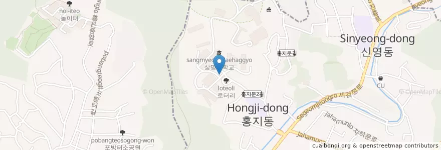 Mapa de ubicacion de 상명대학교 서울캠퍼스 en Coreia Do Sul, Seul, 종로구, 부암동, 홍은1동.