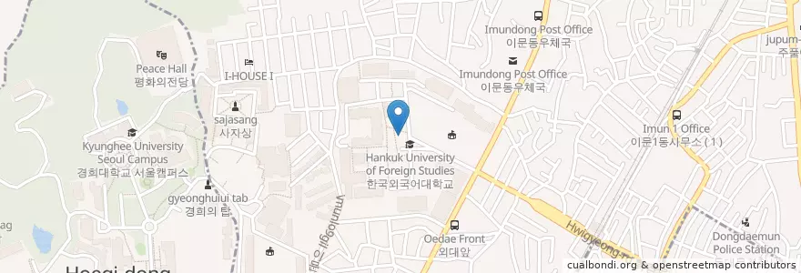 Mapa de ubicacion de 韓国外国語大学校 ソウルキャンパス en 大韓民国, ソウル, 東大門区, 이문2동.