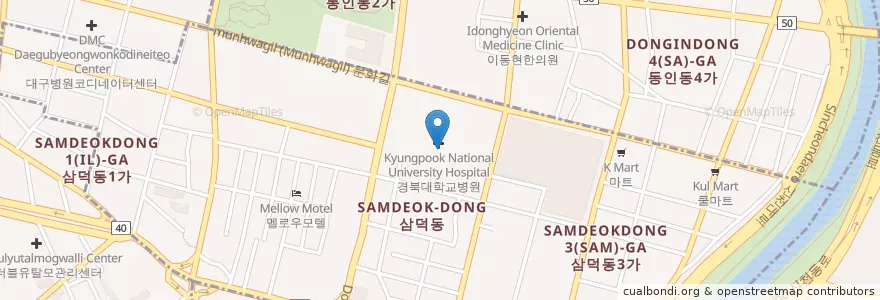 Mapa de ubicacion de 경북대학교 en 대한민국, 대구, 중구.