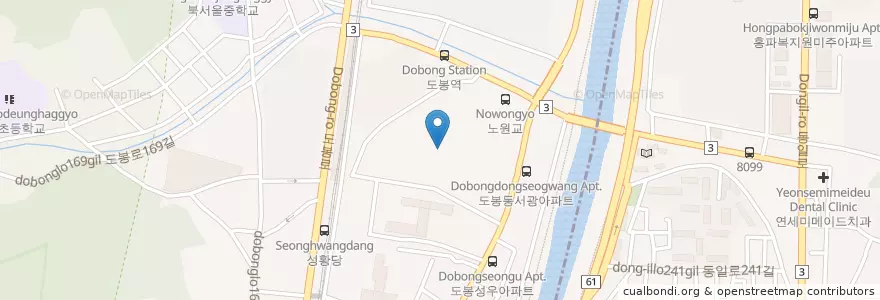 Mapa de ubicacion de 성균관대학교 도봉선수촌 en Südkorea, Seoul, 도봉구, 도봉2동.