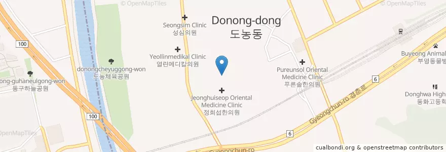 Mapa de ubicacion de 한국방송통신대학교 en 대한민국, 경기도.